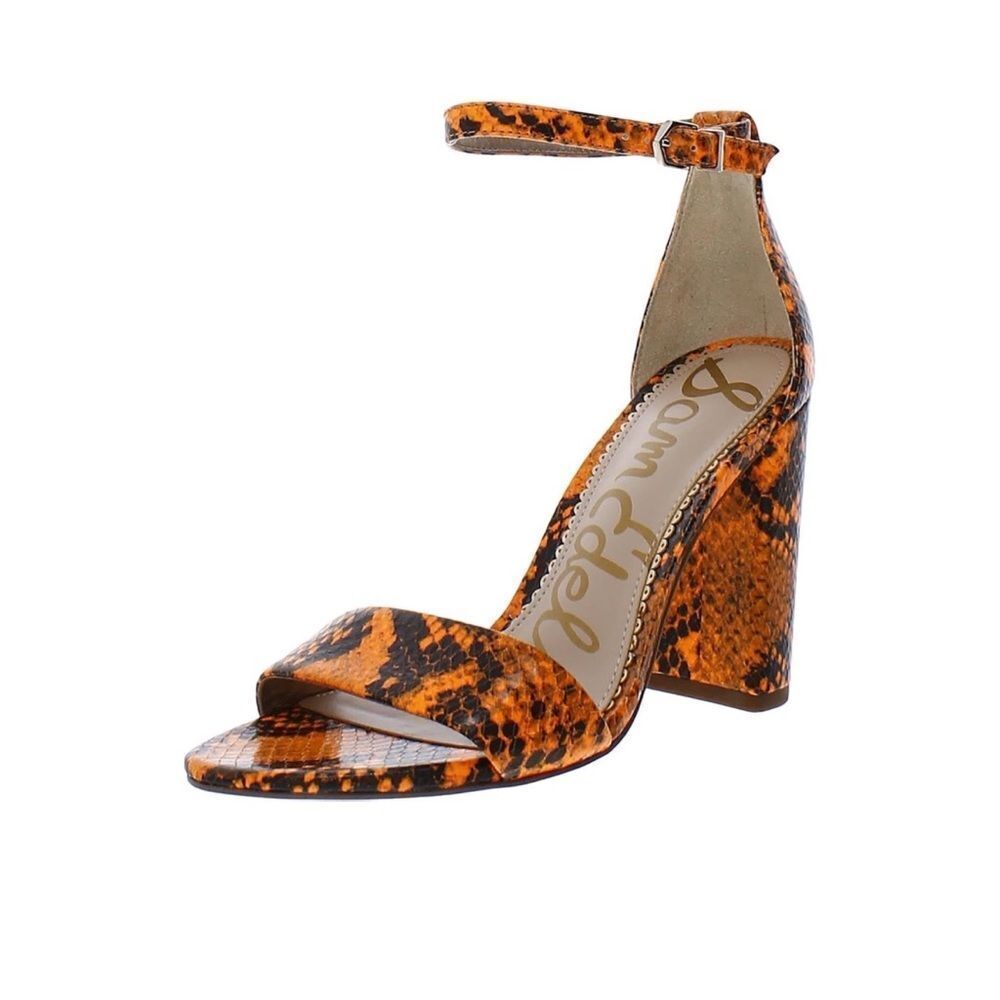Sam Edelman Bold Orange Snake Heels
